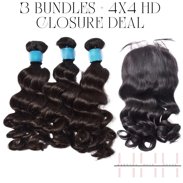 Premium Brazilian 3 Bundle Deal W/ 4x4 HD Closure