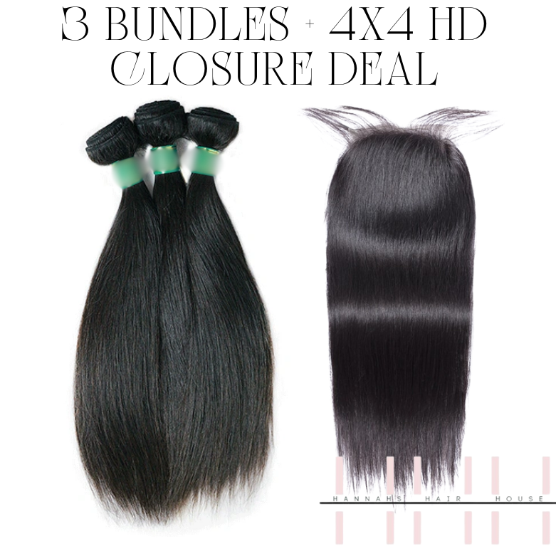 Premium Brazilian 3 Bundle Deal W/ 4x4 HD Closure