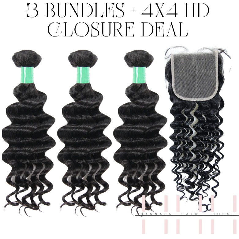 Premium Brazilian 3 Bundle Deal W/ 4x4 HD Closure